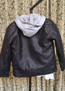 Faux  Jacket with Hood