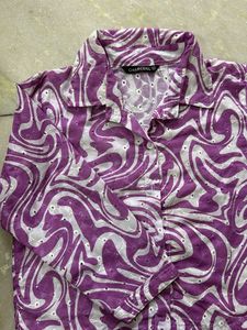 Stylish Purple &amp; White Swirl Print Kurta