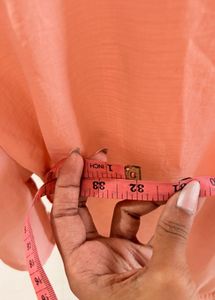 Peach Knot-Front Top with Minimal Embroidery