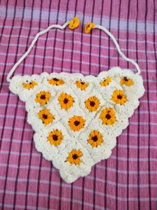 Crochet sunflower inspired bandana 🌻