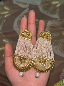 Exquisite Pearl and Gold Jhumka Earrings