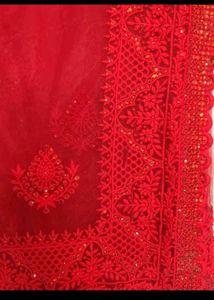 Stunning Red Embroidered Saree