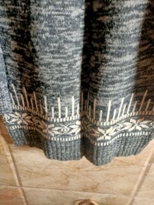 Gray Patterned Knit Sweater