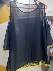 Sheer Black Cold Shoulder Tunic