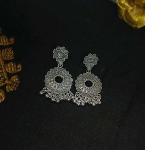 Oxidized Silver Jhumkas