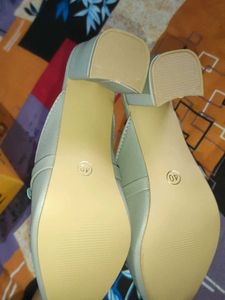 Stylish Light Green Mules with Buckle Detail