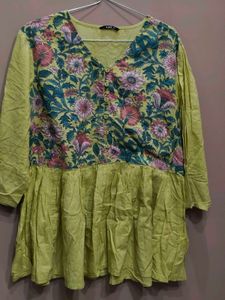 V-Neck Floral Print Kurta