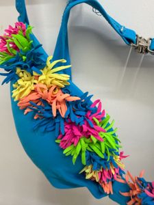 Bright Blue Bikini Top with Tassel Detail