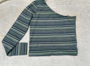 Striped One Shoulder Top