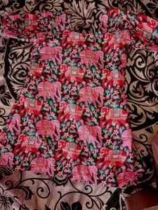 Vibrant Elephant Print shirt kurthi