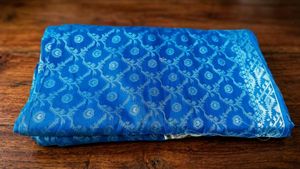 Vibrant Blue jamdani cotton blouse pics with Intri
