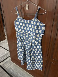 Blue Floral Print Mini Dress