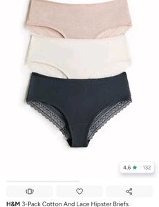 H&M 3-Pack Cotton & Lace Briefs