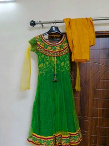Vibrant Embroidered frock chudidar Set