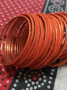 Vibrant Orange velvet Bangles