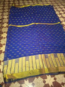 Royal Blue Saree with Golden Border