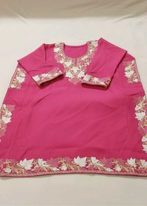 Pink Kashmiri Embroidered Kurta Phiran