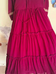 Elegant Burgundy Tiered Gown