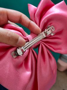 Triple Layer Pink Satin Hair Bow