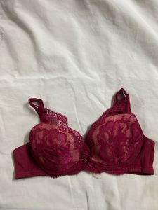 Lace Trimmed Pink Bra