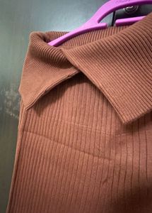 very thick woolen Collar Flare Pants