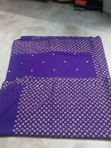 Elegant Purple Printed Saree with Silver & Copper
