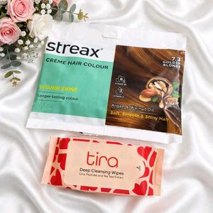 Streax Creme Hair Colour &amp; Tira Wipes combo