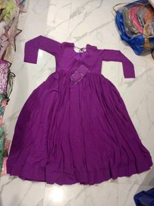 Elegant Purple Gown with White Trim 3pc
