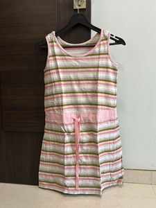 Striped Tank Dress with Tie Waist