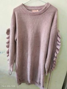 Ruffle Sleeve Knit Sweater Dress