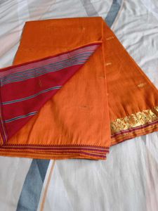 Orange Saree with Red Border
