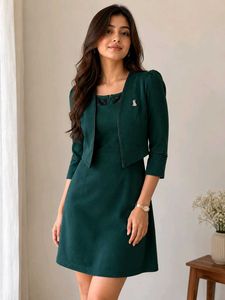 Elegant Green Dress with Jacket