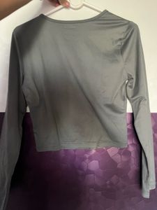 Shein Grey Long Sleeve Crop Top