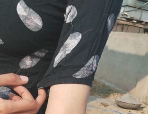 Feather Print Black Kurta