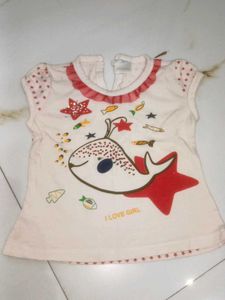 Cute Whale & Star Print Top for Girls