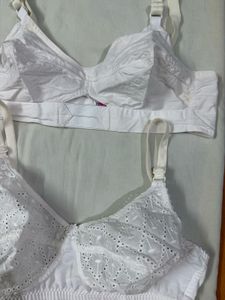 White Cotton Bras - Pack of 2