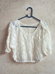 Sheer White Lace Crop Top
