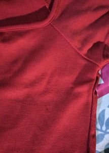 Women's Red Square Neck Crop Top