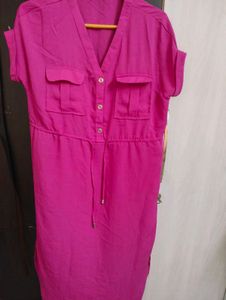 💗 Fuchsia Pink Shirt Dress – Rio