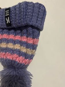 Cute Striped Knit Beanie with Pom Po