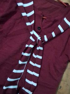 Maroon Button-Up Top with Tie