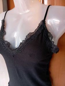 Black Lace Trim Camisole Top