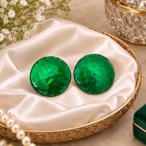 Premium Jade Green Glass Finish Studs