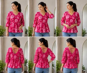 Stylish Pink Floral Peplum Top