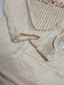Elegant Embellished Cream Kurti