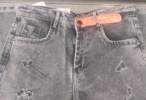 Distressed Gray Denim Jeans