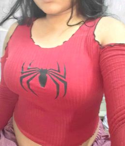 Spider Graphic Cold Shoulder Top