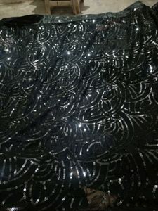 New black sequence saree with blouse piece
