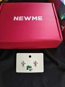 Silver Rhinestone Cross Stud Earrings