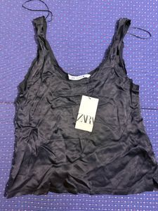 Zara Black satin Camisole Top